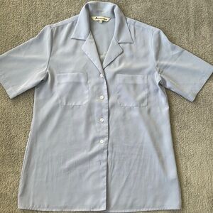 VGC Aquascutum London Vintage Light Blue Polyester Blouse Size 6